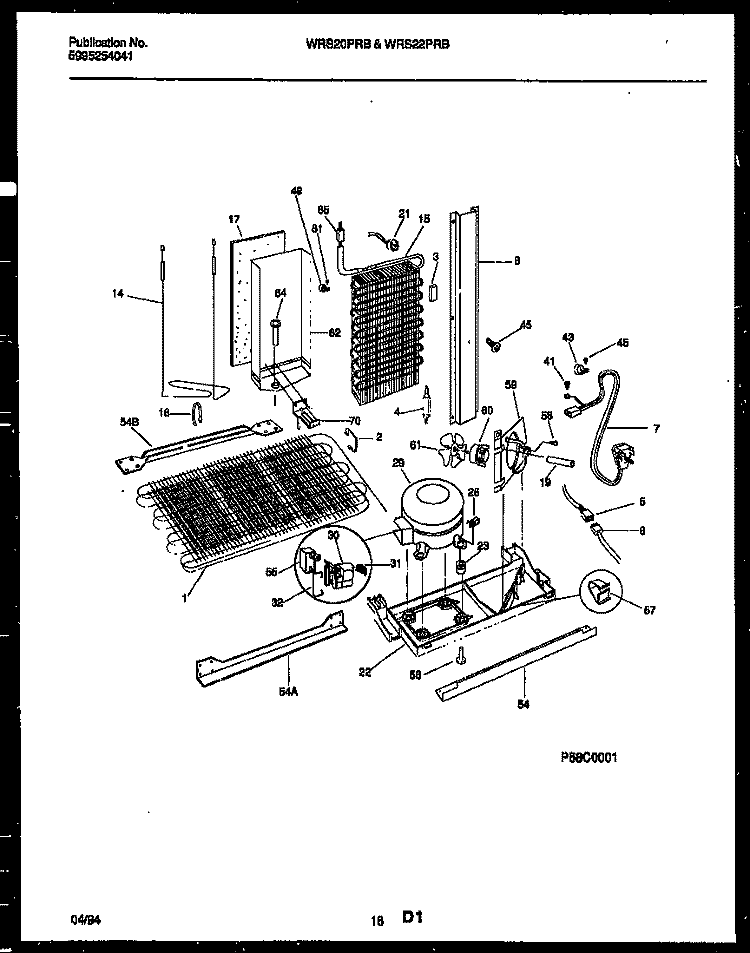 SYSTEM AND AUTOMATIC DEFROST PARTS Diagram and Parts List for WRS22PRBD0  Frigidaire Refrigerator