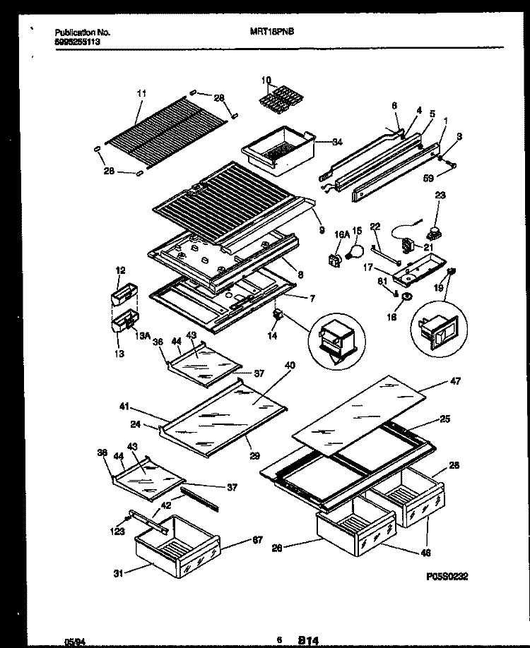 SHELVES AND SUPPORTS Diagram and Parts List for MRT18PNBZ0  Frigidaire Refrigerator