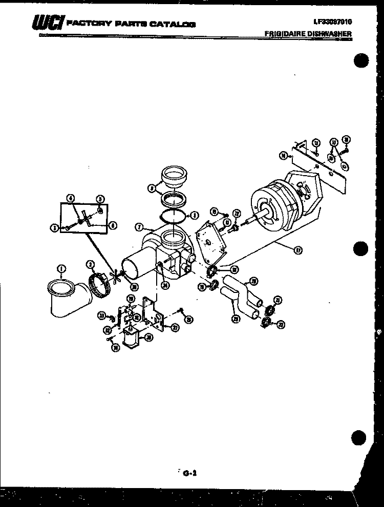 MOTOR PUMP PARTS Diagram and Parts List for DW-3350DL2  Frigidaire Dishwasher