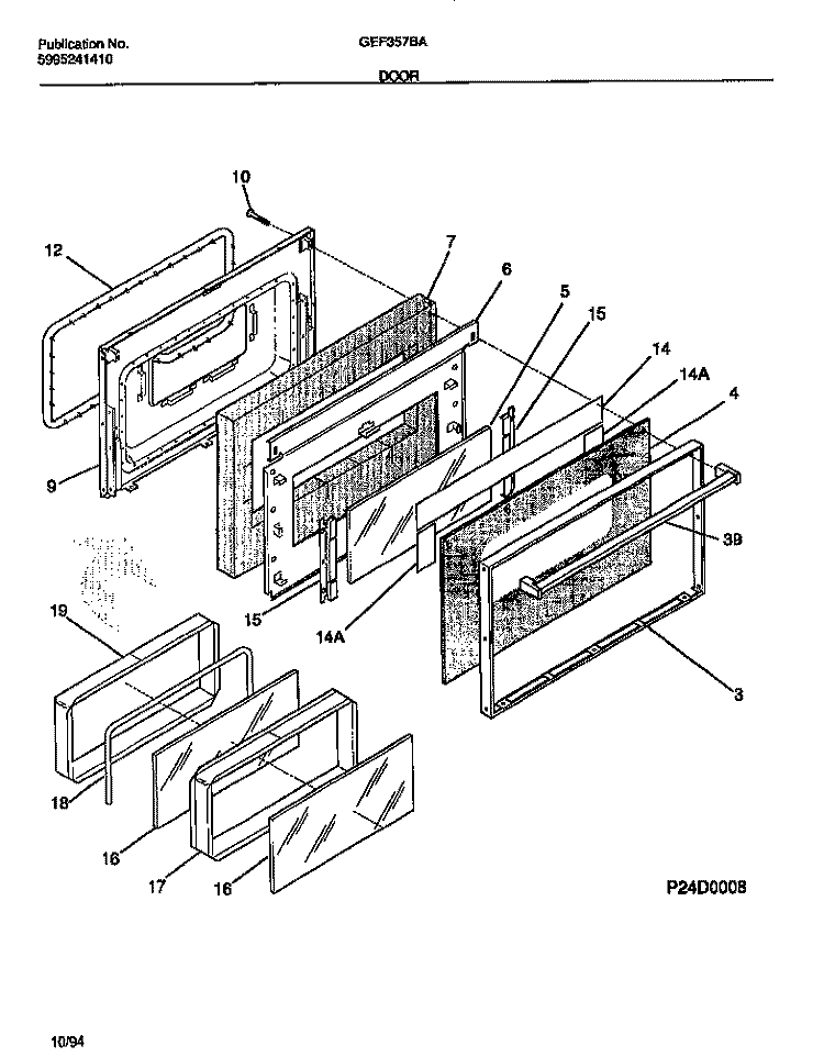 DOOR Diagram and Parts List for GEF357BABB  Gibson Range