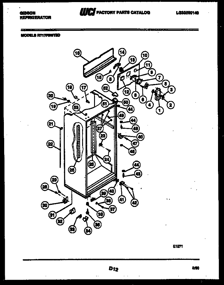 CABINET PARTS Diagram and Parts List for RT17F9WT3D  Gibson Refrigerator