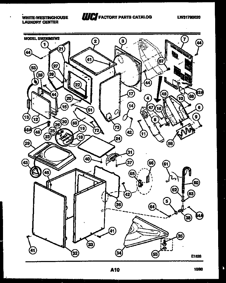 CABINET PARTS AND HEATER Diagram and Parts List for SM230MXW2  Frigidaire Washer