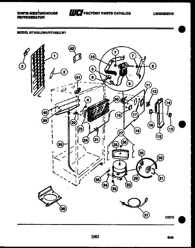 SHELVES AND SUPPORTS Diagram and Parts List for RT164LCW0  Frigidaire Refrigerator