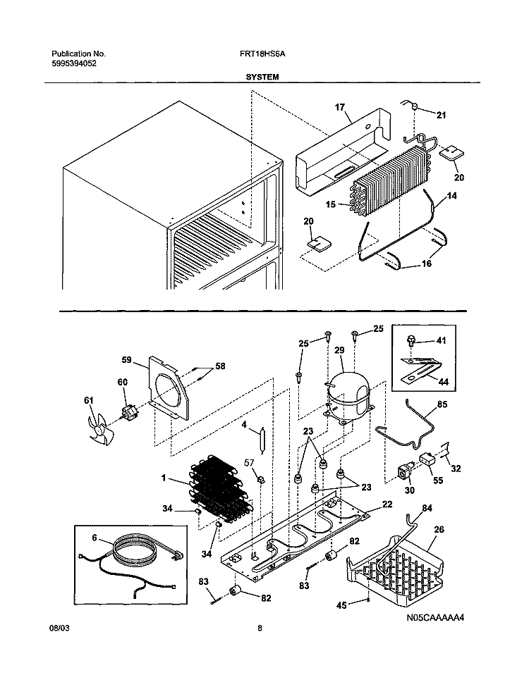 SYSTEM Diagram and Parts List for FRT18HS6AWA  Frigidaire Refrigerator