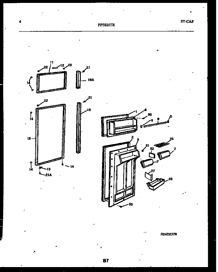 DOOR PARTS Diagram and Parts List for FPES21TRW1  Frigidaire Refrigerator