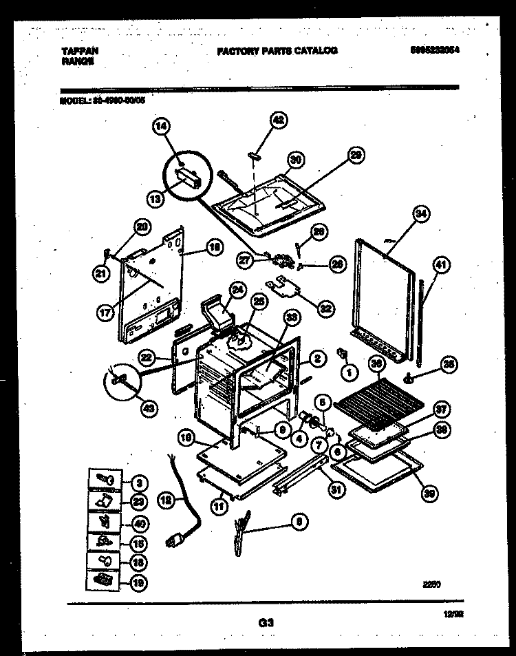 BODY PARTS Diagram and Parts List for 30-4980-08-05  Tappan Range