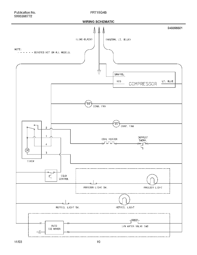WIRING SCHEMATIC Diagram and Parts List for FRT15G4BW2  Frigidaire Refrigerator