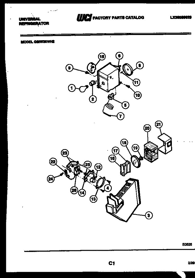 REFRIGERATOR CONTROL ASSEMBLY, DAMP Diagram and Parts List for GSIW36AH2  Frigidaire Refrigerator