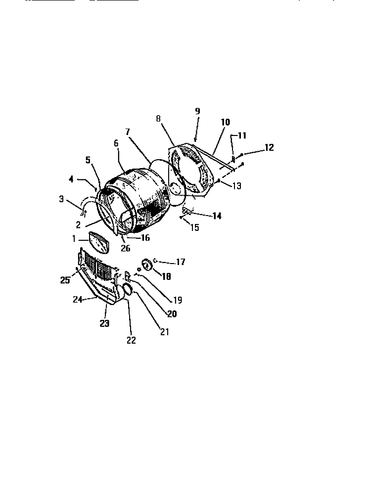 DRUM Diagram and Parts List for DEA500A1T  Kelvinator Dryer