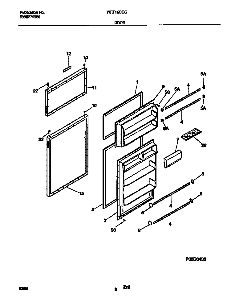 DOOR Diagram and Parts List for WRT16CGCD3  Frigidaire Refrigerator