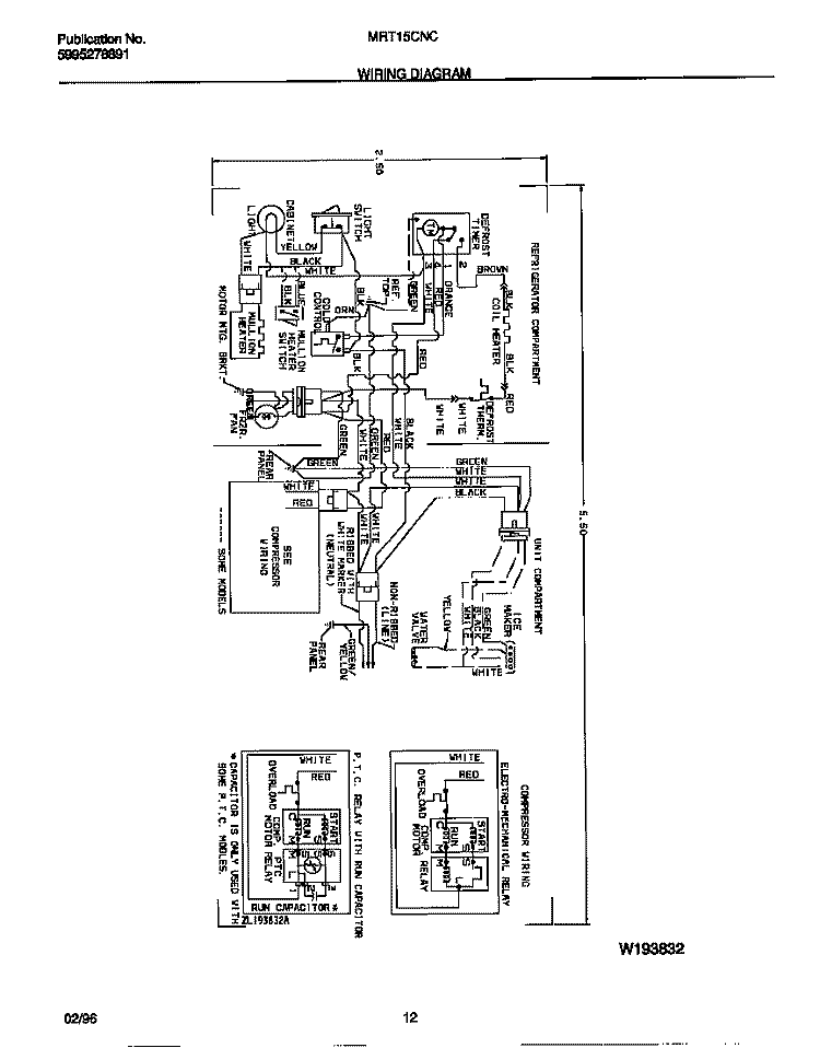 WIRING DIAGRAM Diagram and Parts List for MRT15CNCD4  Frigidaire Refrigerator