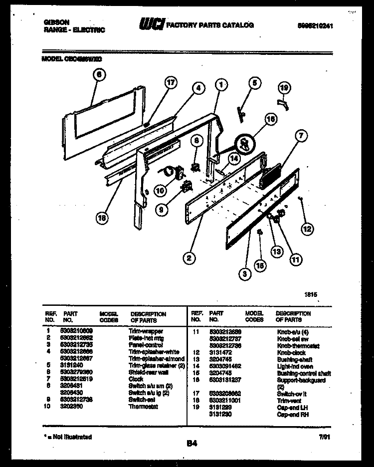 BACKGUARD Diagram and Parts List for CEC4M6WXC  Gibson Range