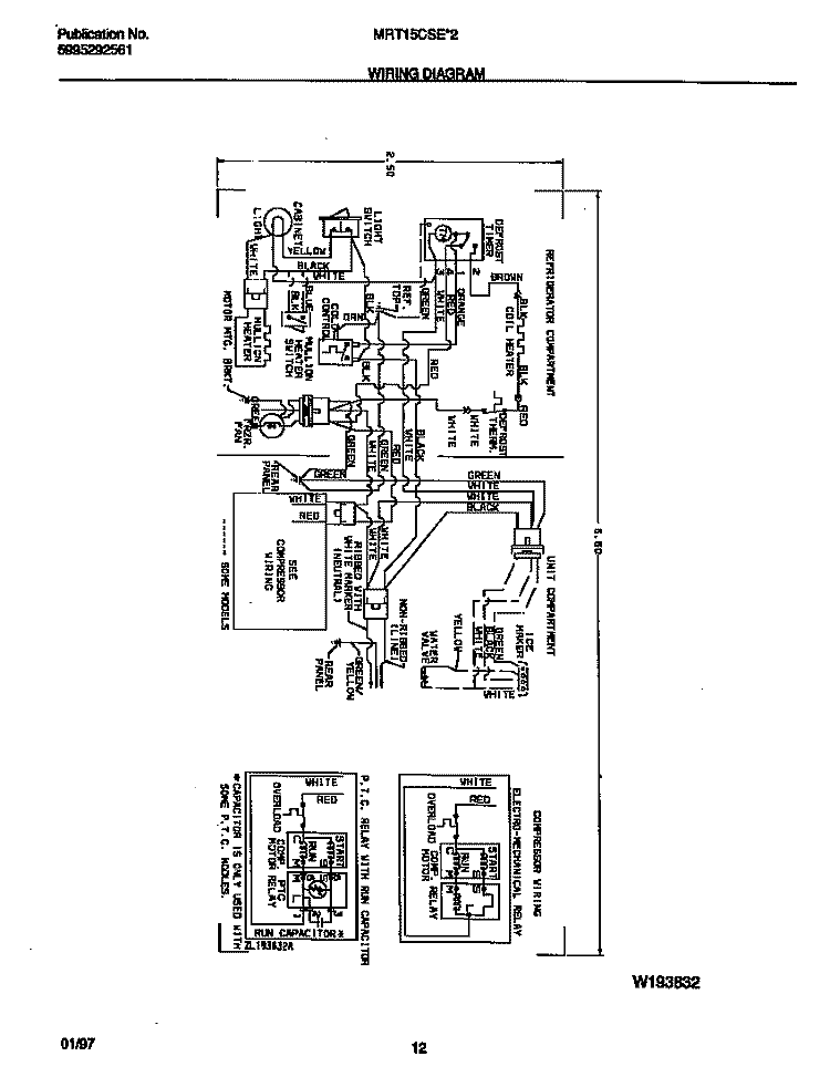 WIRING DIAGRAM Diagram and Parts List for MRT15CSEW2  Frigidaire Refrigerator