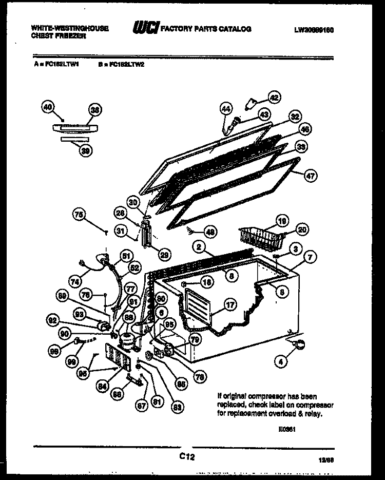DOOR PARTS Diagram and Parts List for RT193LCW0  Frigidaire Refrigerator