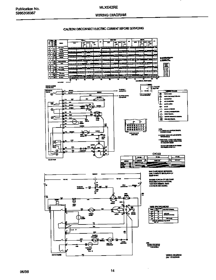 WIRING DIAGRAM Diagram and Parts List for MLXE42RED4  Frigidaire Washer Dryer Combo