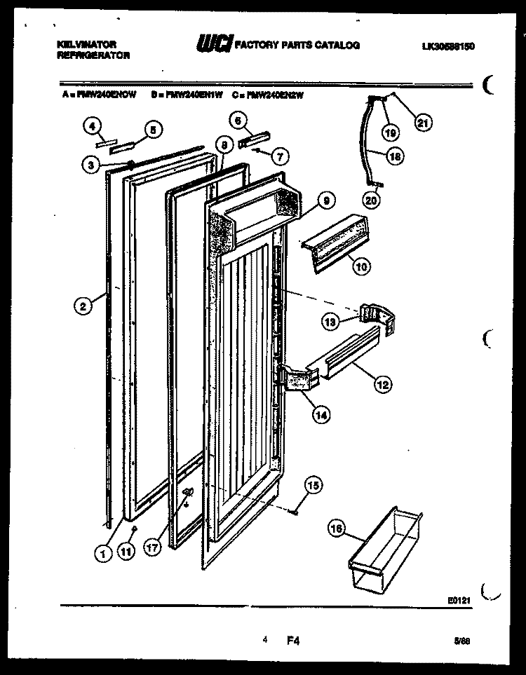 REFRIGERATOR DOOR PARTS Diagram and Parts List for FMW240EN2W  Kelvinator Refrigerator