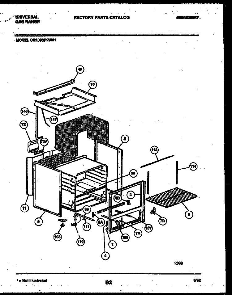 BODY PARTS Diagram and Parts List for CG200SP2D1  Frigidaire Range