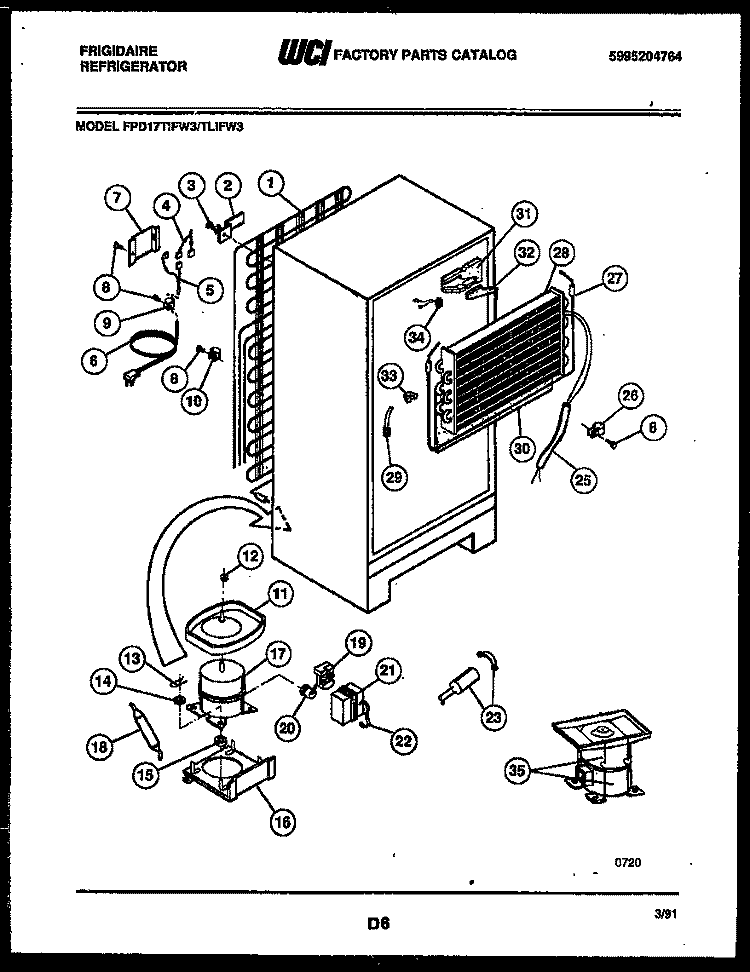 SYSTEM AND AUTOMATIC DEFROST PARTS Diagram and Parts List for FPD17TLIFW3  Frigidaire Refrigerator