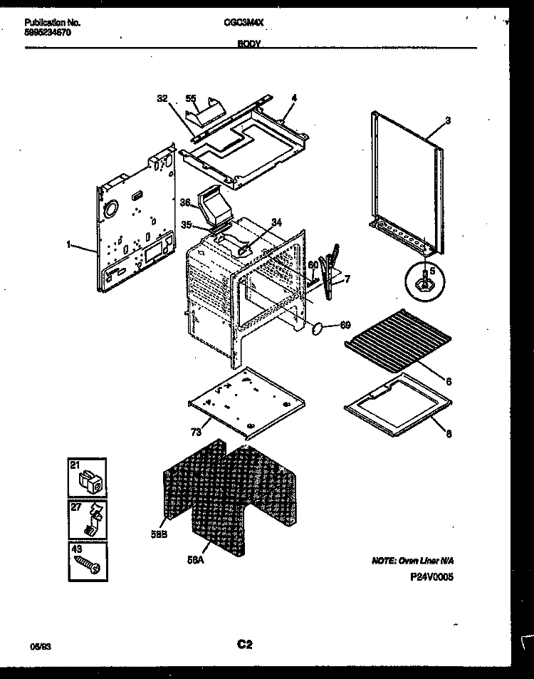 BODY PARTS Diagram and Parts List for CGC3M4DXE  Gibson Range
