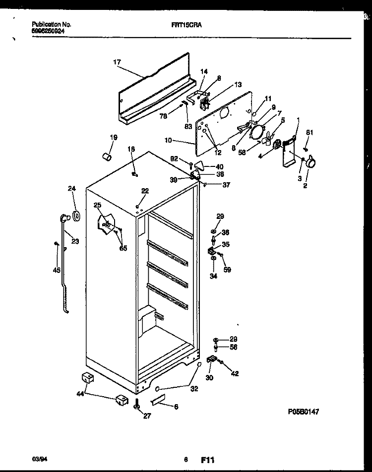 CABINET PARTS Diagram and Parts List for FRT15CRAZ0  Frigidaire Refrigerator