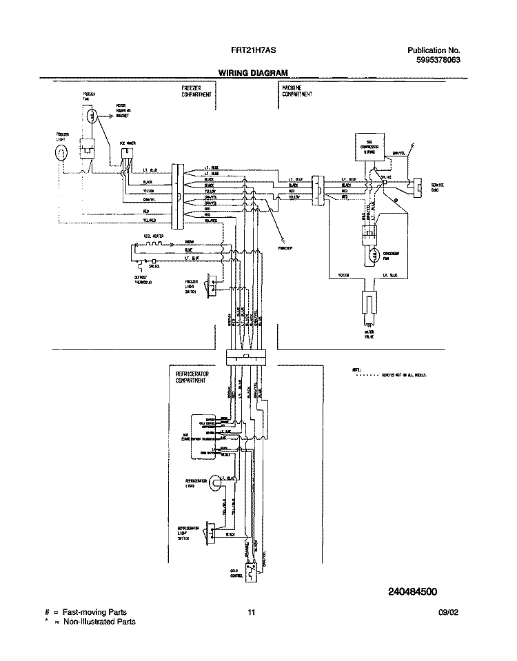 WIRING DIAGRAM Diagram and Parts List for FRT21H7ASK1  Frigidaire Refrigerator