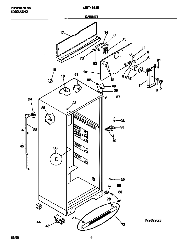 CABINET Diagram and Parts List for MRT18SJHD0  Frigidaire Refrigerator