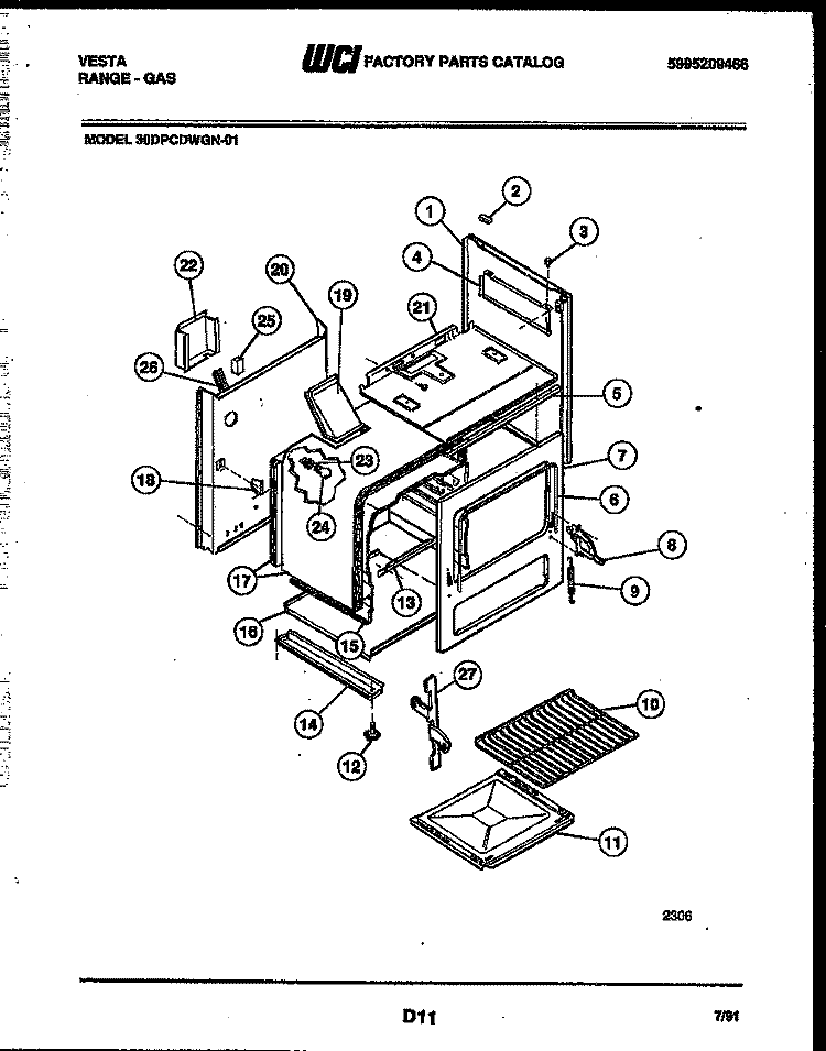 BODY PARTS Diagram and Parts List for 30DPCDWGN-23-01  Tappan Range