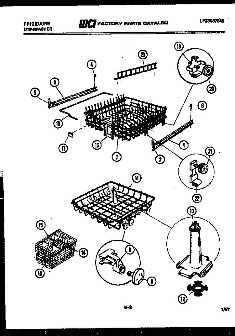 RACKS AND TRAYS Diagram and Parts List for DWF600EL1  Frigidaire Dishwasher
