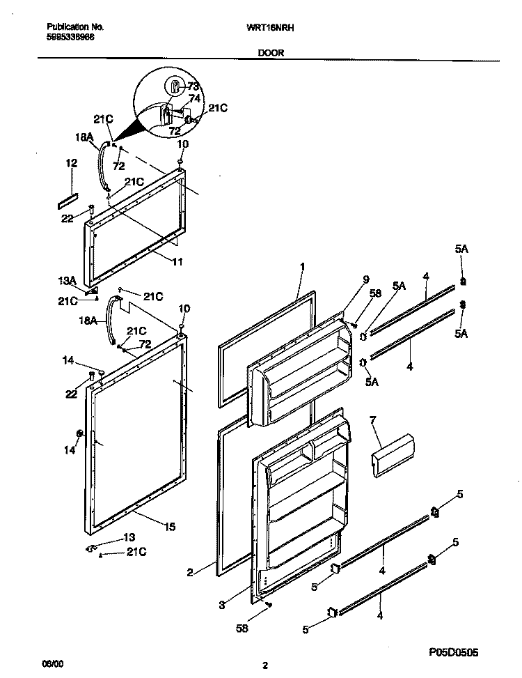 DOORS Diagram and Parts List for WRT16NRHD4  Frigidaire Refrigerator