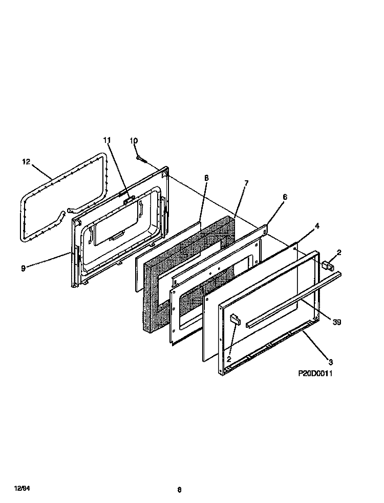 DOOR Diagram and Parts List for WEF322BADA  Frigidaire Range