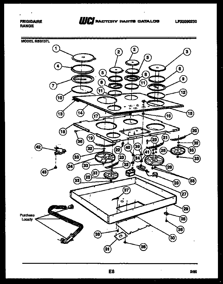 COOKTOP PARTS Diagram and Parts List for RBS137L  Frigidaire Cooktop