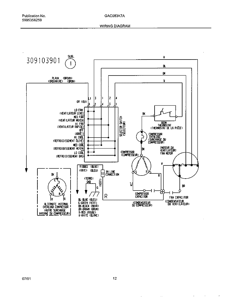 WIRING DIAGRAM Diagram and Parts List for GAC083K7A2  Gibson Air Conditioner