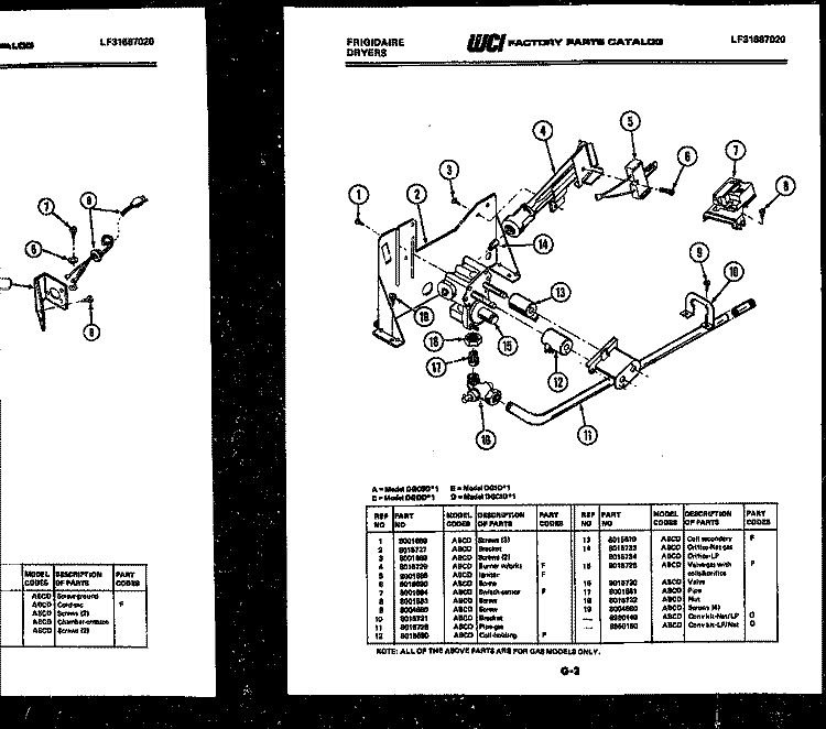 COMBUSTION CHAMBER Diagram and Parts List for DEIDH1  Frigidaire Dryer