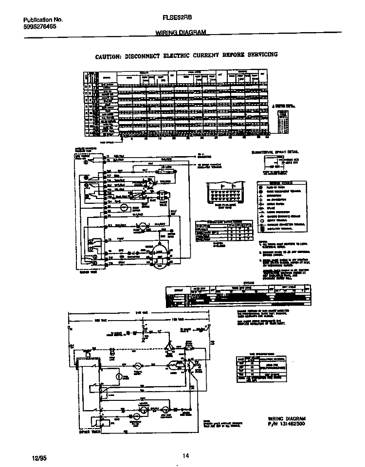 WIRING DIAGRAM Diagram and Parts List for FLXE52RBS1  Frigidaire Washer Dryer Combo