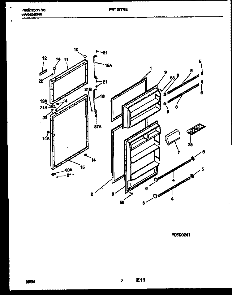 DOOR PARTS Diagram and Parts List for FRT18TRBW0  Frigidaire Refrigerator