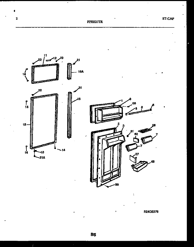DOOR PARTS Diagram and Parts List for FPES21TRW1  Frigidaire Refrigerator