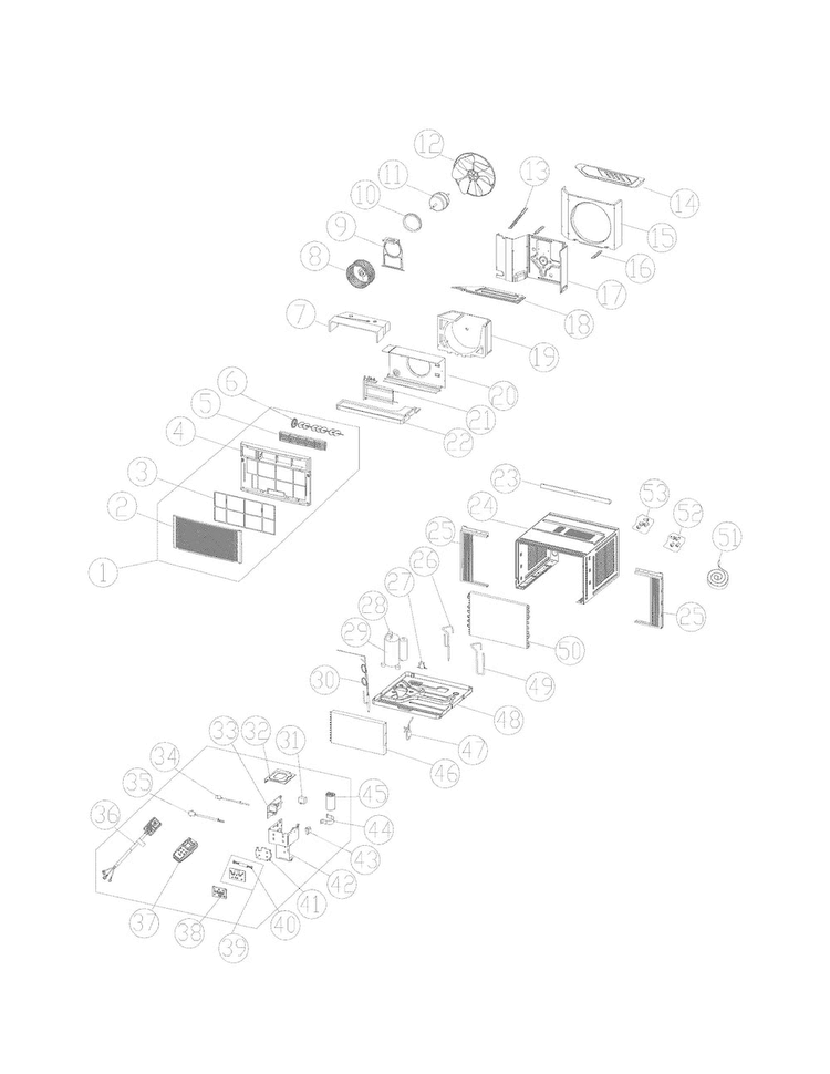 Recommended Spare Parts Diagram and Parts List for 25371124012  Kenmore Air Conditioner