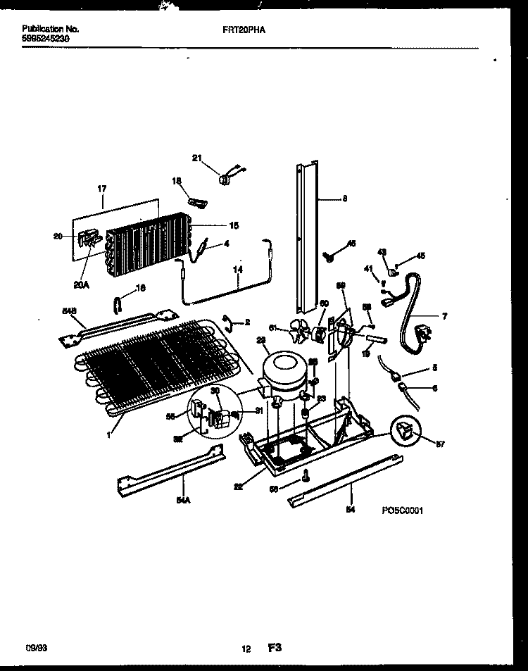 SYSTEM AND AUTOMATIC DEFROST PARTS Diagram and Parts List for FRT20PHAD0  Frigidaire Refrigerator