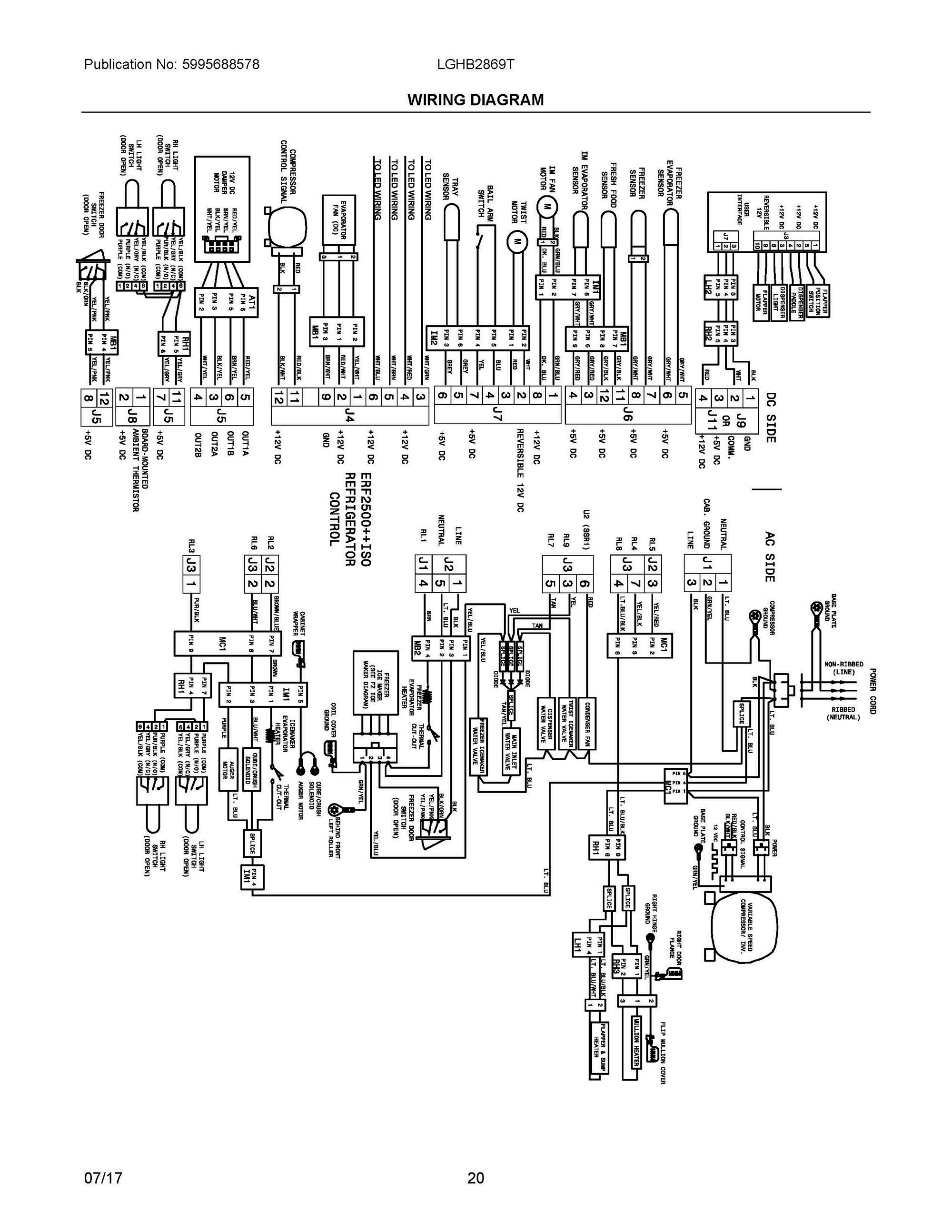 10 - WIRING DIAGRAM Diagram and Parts List for LGHB2869TD0  Frigidaire Refrigerator