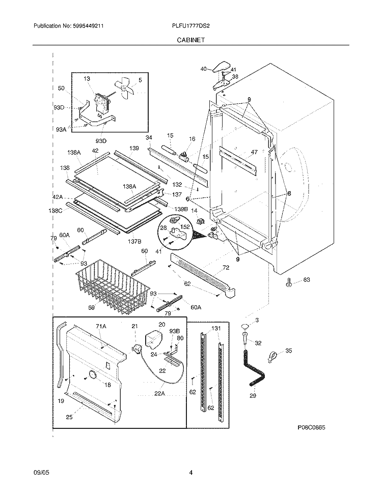 CABINET Diagram and Parts List for PLFU1777DS2  Frigidaire Freezer