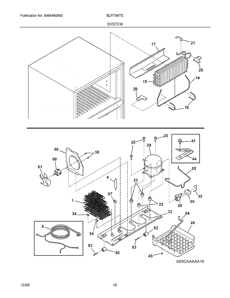 SYSTEM Diagram and Parts List for BLRT86TES8  Frigidaire Refrigerator