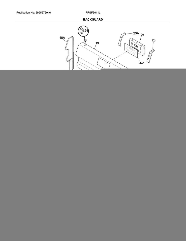 Backguard Diagram and Parts List for FFGF3011LWG  Frigidaire Range