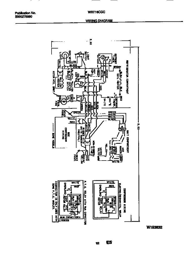 WIRING DIAGRAM Diagram and Parts List for WRT16CGCD3  Frigidaire Refrigerator