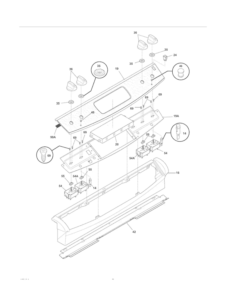 Backguard Diagram and Parts List for CFES3025LS4  Frigidaire Range