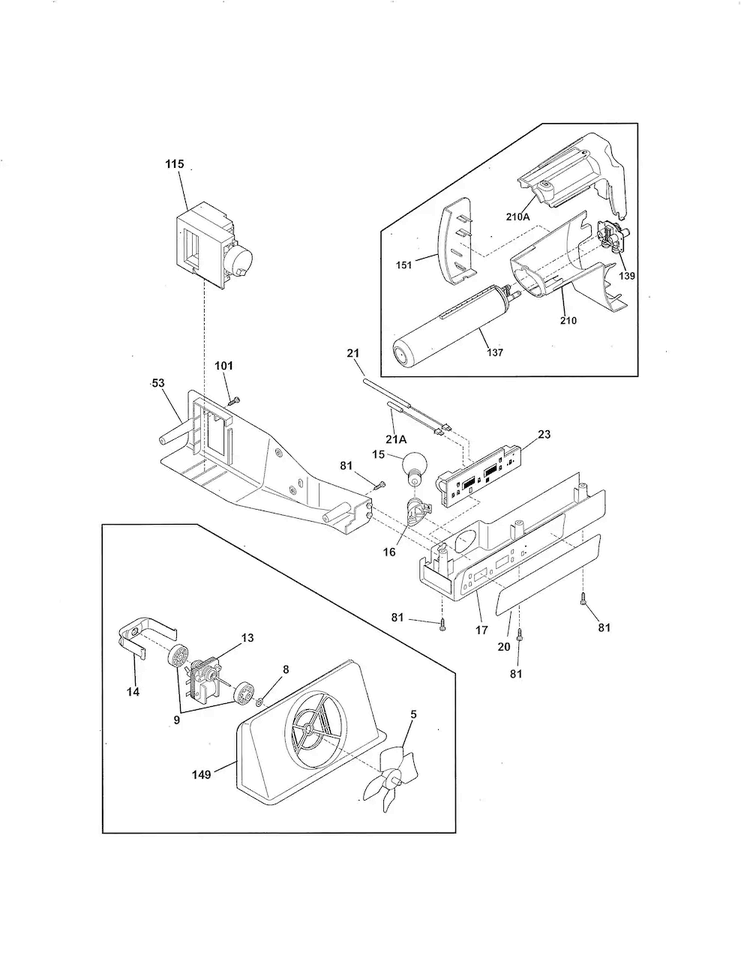 Controls Diagram and Parts List for FFHS2611LB7  Frigidaire Refrigerator