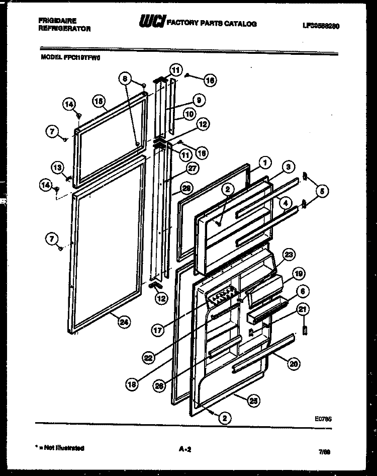 DOOR PARTS Diagram and Parts List for FPCI19TFH0  Frigidaire Refrigerator
