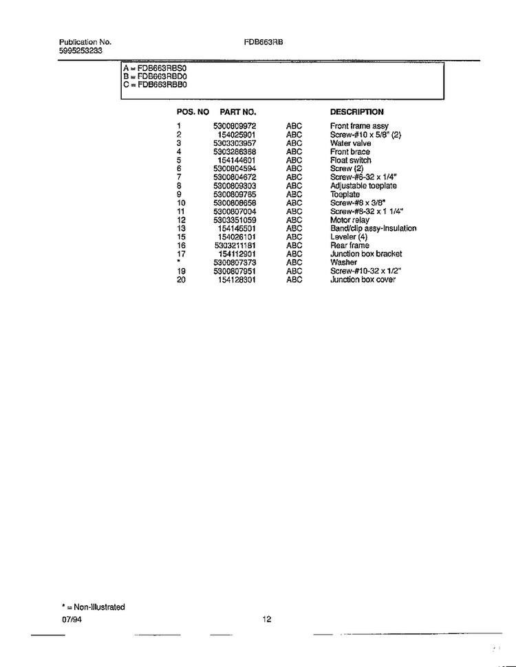 Dishwasher Page 11 Diagram and Parts List for 766  Frigidaire Dishwasher