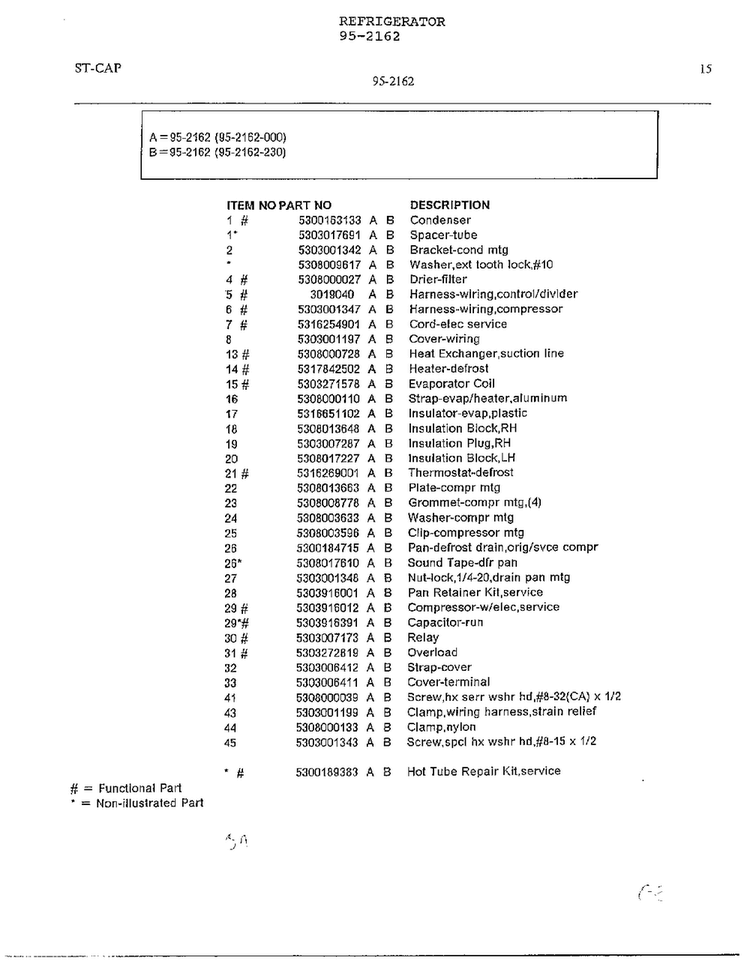 Electrical Equipment Page 14 Diagram and Parts List for 95-2162  Frigidaire Refrigerator