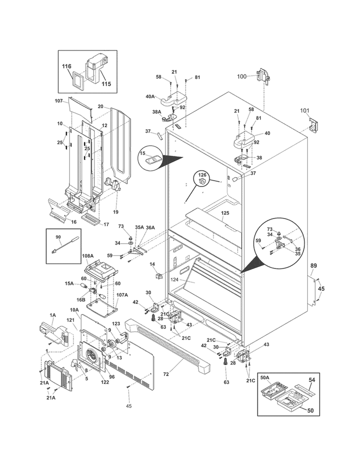 Cabinet Diagram and Parts List for FPHN2899LF9  Frigidaire Refrigerator