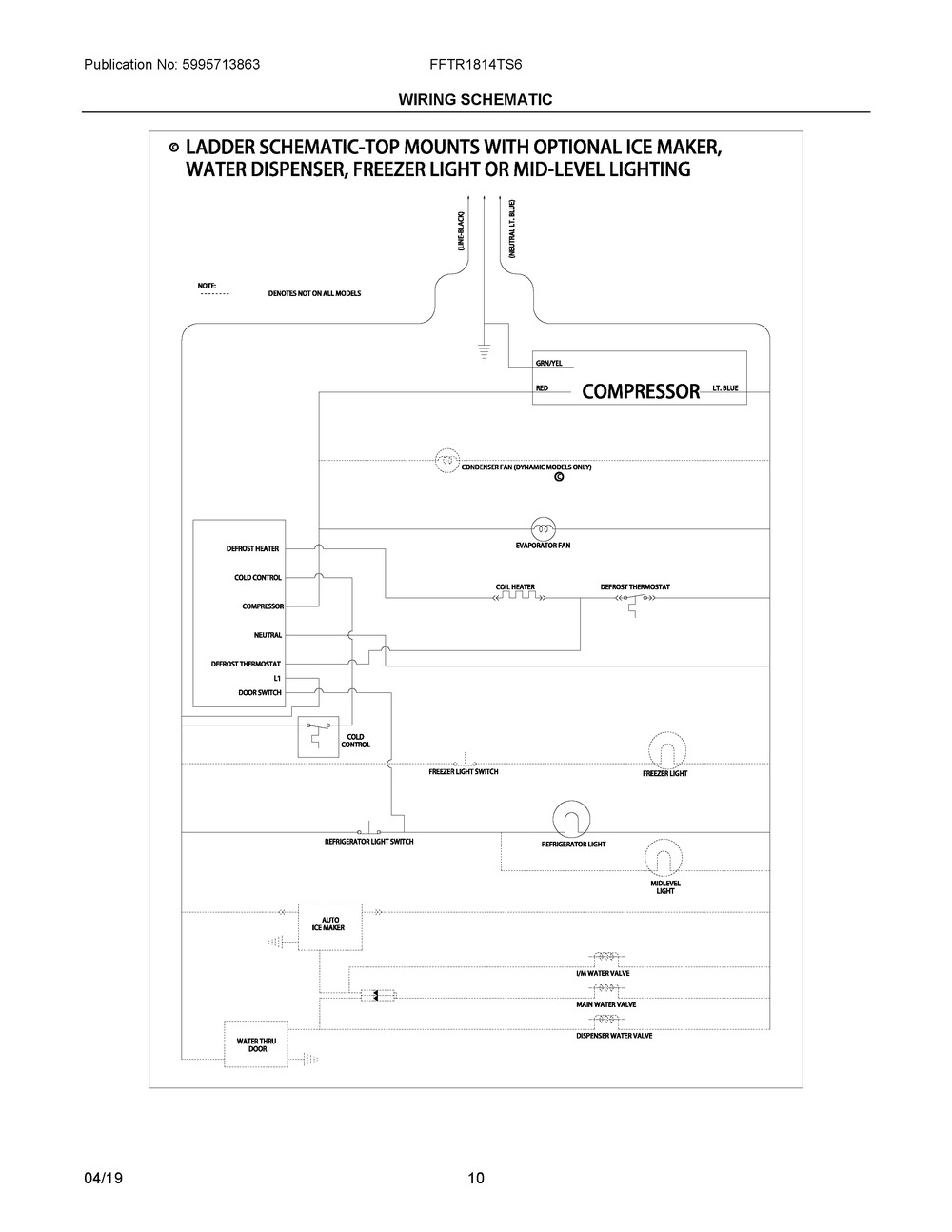 Wiring Schematic Diagram and Parts List for FFTR1814TS6  Frigidaire Refrigerator